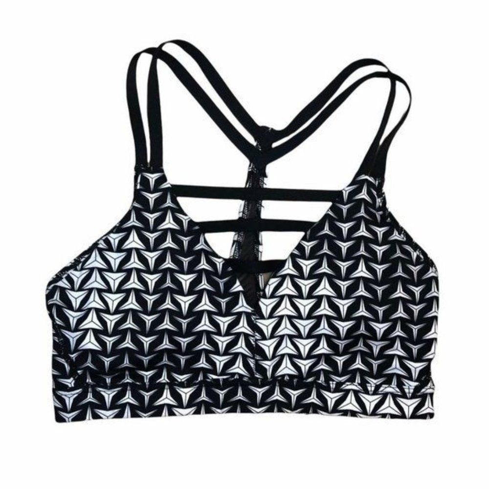 Victoria’s Secret Sport Black White Geometric Strappy Sports Bra XS Gym